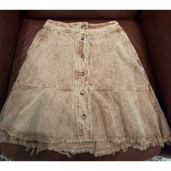 Distressed rust brown corduroy skirt. Light academia Boho gypsy Size M - Picture 1 of 2